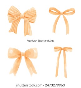 Watercolor Coquette Orang Ribbon,Vector Illustration