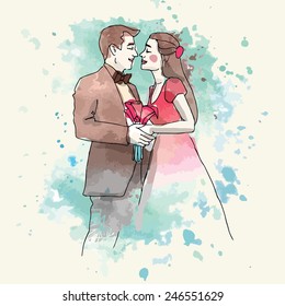 watercolor couple