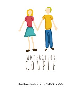 watercolor couple over white background vector illustration