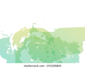 Watercolor Cover Background. Green and Aqua Menthe Geometric Watercolor Fabric Design. Fluid Splash.  Ink Paint Brush. Psychedelic Paper Abstract Texture Backdrop.  Vintage Texture Illustration.