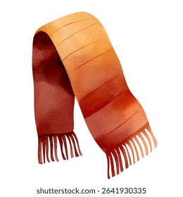 Aquarela cachecol acolhedor de malha. Ilustração desenhada à mão perfeita para design de outono