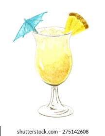 Watercolor creamy cocktail illustration background