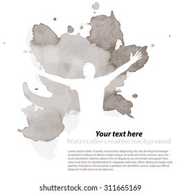 Watercolor creative background with successful man silhouette