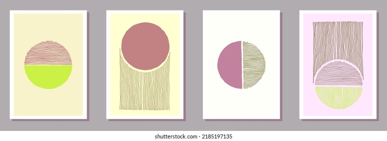 Conjunto vectorial de afiches creativos de acuarela. Las formas de salpicaduras de color de agua. Impresiones de estilo nórdico. Elegante decoración casera. Elementos de trazo de pincel.