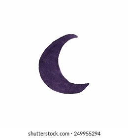 Watercolor crescent on the white background, aquarelle. Vector illustration. Hand-drawn decorative element useful for invitations, scrapbooking, design. 