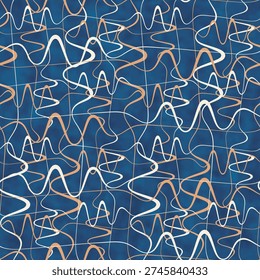 Watercolor Criss-Cross Doodle Pattern. Seamless Background