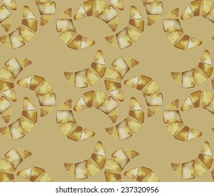 Watercolor croissants. Vector pattern