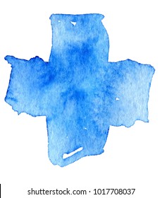 Watercolor cross, abstract background with grunge stain