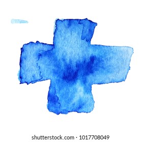 Watercolor cross, abstract background with grunge stain