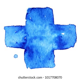 Watercolor cross, abstract background with grunge stain