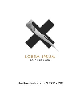 Watercolor Cross  logo design .Template for design clothing, invitation cards,backgrounds,brands,hang tags with Place for Text.Trendy colors.Contemporary, Hipster style.Vector illustration. Isolated