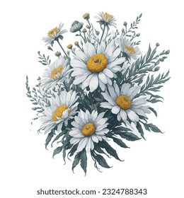 Watercolor crown daisy vector: This vector illustration beautifully captures the essence of African daisies with a watercolor-inspired style. The intricate details and vibrant colors bring these flo