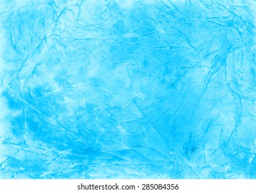 Watercolor crumpled and scratched blue background.  Grunge texture. Image trace. Vector illustration.