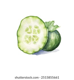 aquarela de pepino clipart ilustração isolada