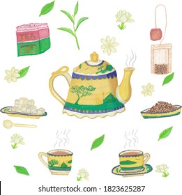watercolor, a cup of tea