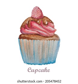 watercolor cupcake hand painted illustration. Eps10