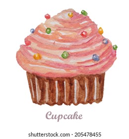 watercolor cupcake hand painted illustration. Eps10