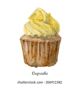 watercolor cupcake hand painted illustration. Eps10