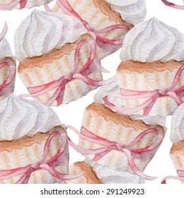 watercolor cupcake seamless pattern eps10