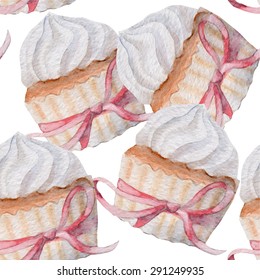 watercolor cupcake seamless pattern eps10