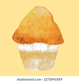 Watercolor cupcake without icing illustration