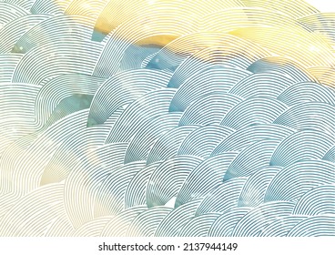 watercolor cut out wavy vector background
