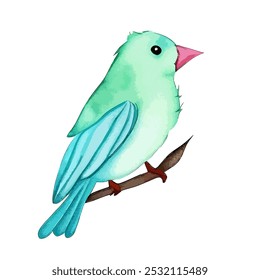 Watercolor cute bird pasterl colors