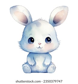 Aquarellfarbener süßer Hase. Vektorclip-Kunstbild mit handgezeichnet Kaninchen, Osterhase.