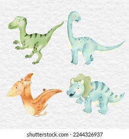 acuarela linda colección de dinosaurios elemento clip art