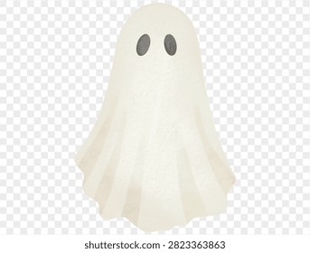 Watercolor cute ghost Halloween floating illustration vector.