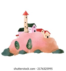 Watercolor Cute House Clipart, For Greeting Card