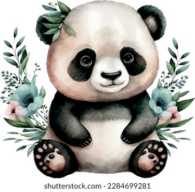 Watercolor cute little panda graphic 04