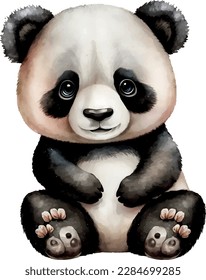 Watercolor cute little panda graphic 08