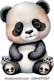 Watercolor cute little panda graphic 02