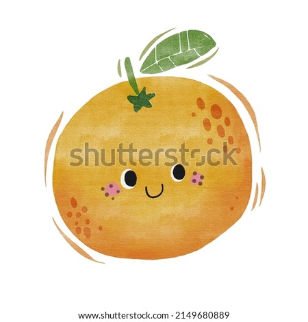 Watercolor cute orange cartoon character.
