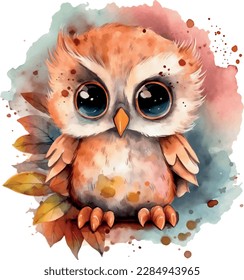 Watercolor cute owl graphic illustration
7