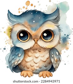 Watercolor cute owl graphic illustration
4