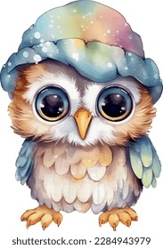 Watercolor cute owl graphic illustration 5
