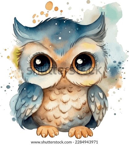 Watercolor cute owl graphic illustration
4
