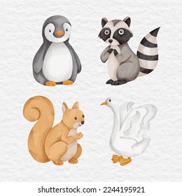 watercolor cute pet wild animal clip art farm collection set