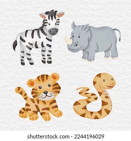 watercolor cute pet wild animal clip art farm collection set