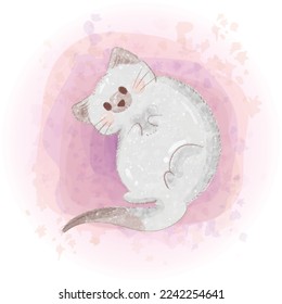 Watercolor Cute Siamese Cat Illustration 02
