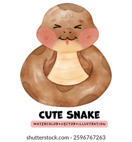 Watercolor cute snake, Year of snake, Kawaii Snake