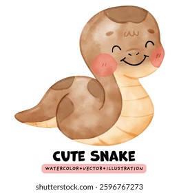Watercolor cute snake, Year of snake, Kawaii Snake