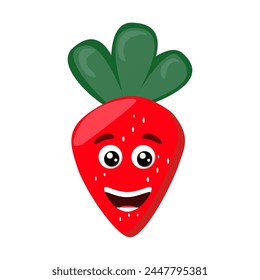 Watercolor cute strawberry cartoon character.	
