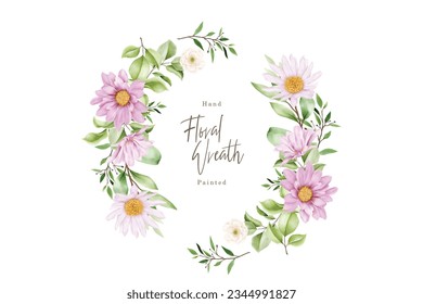 watercolor daisy floral wreath illustration