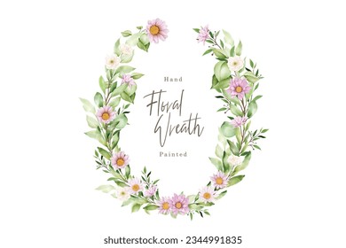 watercolor daisy floral wreath illustration