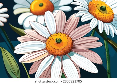 Watercolor daisy flower vector art 