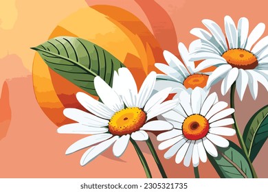 Arte vectorial de flores de margarita acuarela 