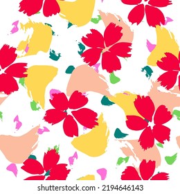 Aquarell Daisy Vector Seamless Muster. Farbfloraler Farbverlauf-Cute-Design. Kleine Ditsy-Sketch-Illustration. Textile Leaf Textur.